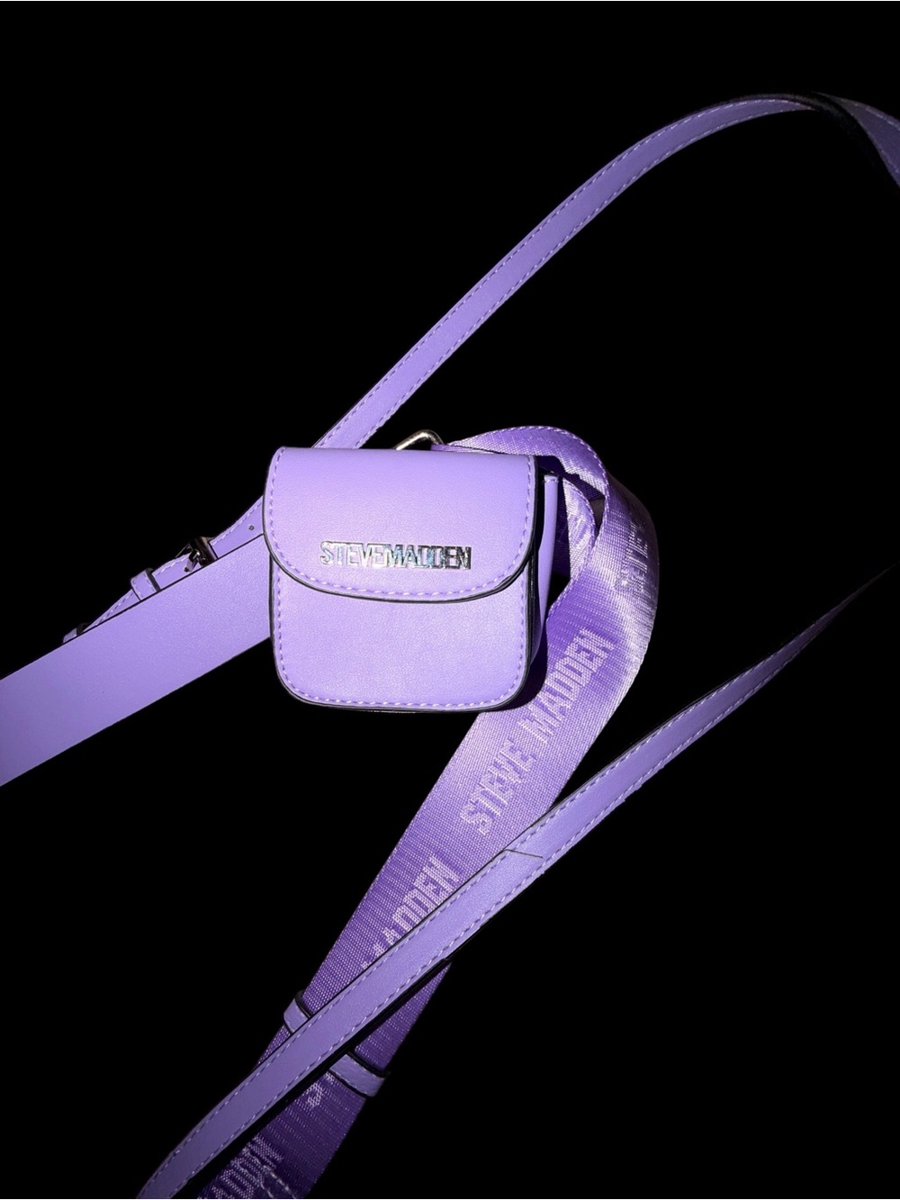 Steve Madden Purple Faux Leather Crossbody Bag with Front Pockets New - Picture 3 of 11